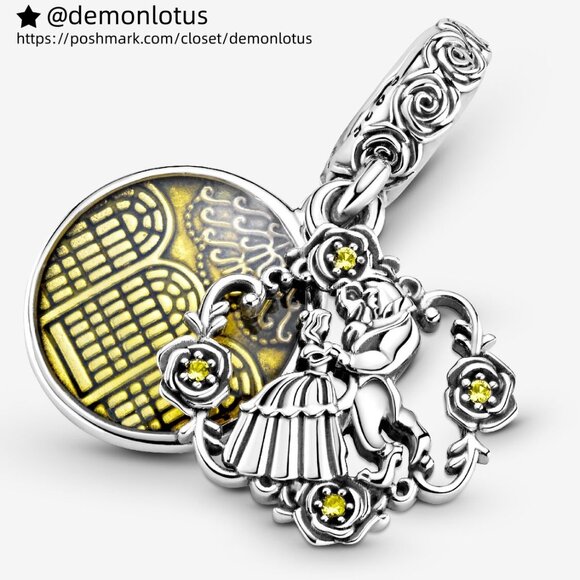 Pandora Disney Beauty and the Beast Dancing Dangle Charm - Picture 1 of 6